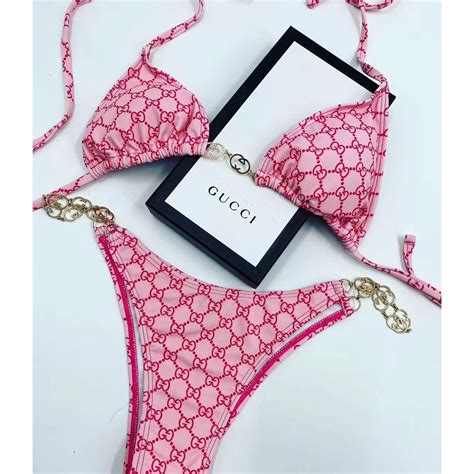 pink gucci swim suit|Gucci inspired bathing suit.